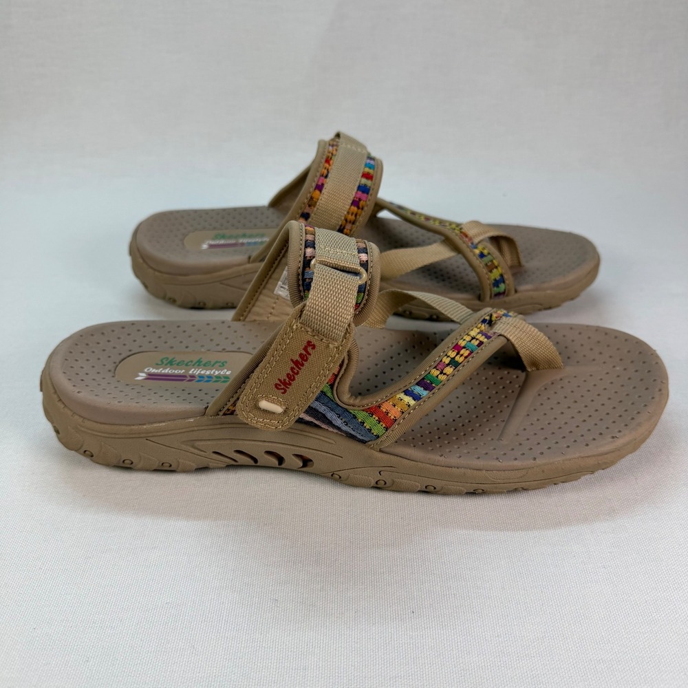 Skechers Reggae Mad Swag Sandals Women's 11 Dark Natural Taupe Multi 41124